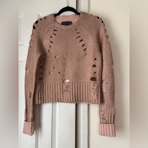 ZOE JORDAN Metallic Pink Wool/Cashmere Cut Out Sweater M/L $475